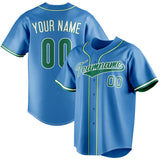 Custom Powder Blue & Green Color Fan Baseball Jersey