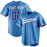 Custom Powder Blue & White Color Fan Baseball Jersey