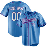 Custom Powder Blue & Purple White Pinstripe Fan Baseball Jersey