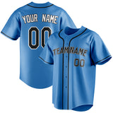 Custom Powder Blue & Black Color Fan Baseball Jersey