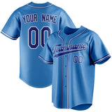 Custom Powder Blue & Navy Color Fan Baseball Jersey