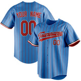 Custom Powder Blue & Red Red Pinstripe Fan Baseball Jersey BB01240530WY273