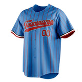 Custom Powder Blue & Red Red Pinstripe Fan Baseball Jersey BB01240530WY273