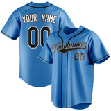 Custom Powder Blue & Black Color Fan Baseball Jersey