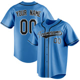 Custom Powder Blue & Black Color Fan Baseball Jersey