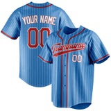 Custom Powder Blue & Red White Pinstripe Fan Baseball Jersey BB01240530WY278