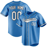 Custom Powder Blue & White Color Fan Baseball Jersey