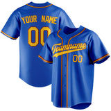 Custom Thunder Blue & Olg Gold Color Fan Baseball Jersey