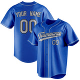 Custom Thunder Blue & Gray Color Fan Baseball Jersey