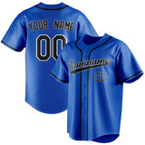 Custom Thunder Blue & Black Color Fan Baseball Jersey