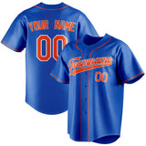 Custom Thunder Blue & Orange Color Fan Baseball Jersey