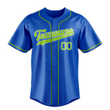 Custom Thunder Blue & Green Color Fan Baseball Jersey BB01240530WY358