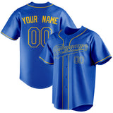 Custom Thunder Blue & Gold Color Fan Baseball Jersey