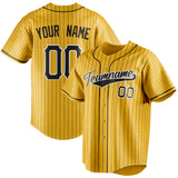 Custom Yellow & Black Black Pinstripe Fan Baseball Jersey