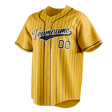 Custom Yellow & Black Black Pinstripe Fan Baseball Jersey BB01240531CK560