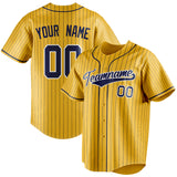 Custom Yellow & Royal Royal Pinstripe Fan Baseball Jersey