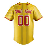 Custom Yellow & Red Black Pinstripe Fan Baseball Jersey BB01240531CK564