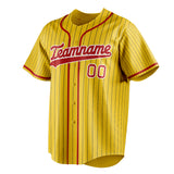 Custom Yellow & Red Black Pinstripe Fan Baseball Jersey BB01240531CK564