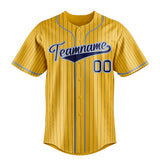 Custom Yellow & Navy Navy Pinstripe Fan Baseball Jersey BB01240531CK567