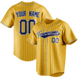 Custom Yellow & Navy Navy Pinstripe Fan Baseball Jersey BB01240531CK567