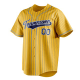 Custom Yellow & Navy Navy Pinstripe Fan Baseball Jersey BB01240531CK567