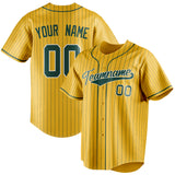 Custom Yellow & Green Green Pinstripe Fan Baseball Jersey