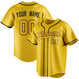 Custom Yellow & Gold Color Fan Baseball Jersey