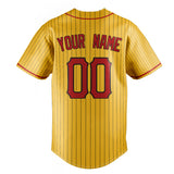 Custom Yellow & Red Black Pinstripe Fan Baseball Jersey BB01240531CK572