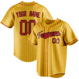 Custom Yellow & Red Black Pinstripe Fan Baseball Jersey