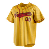 Custom Yellow & Red Black Pinstripe Fan Baseball Jersey BB01240531CK572