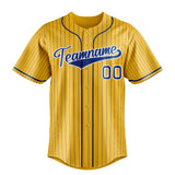 Custom Yellow & Navy Navy Pinstripe Fan Baseball Jersey BB01240531CK575