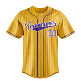 Custom Yellow & Purple Purple Pinstripe Fan Baseball Jersey BB01240531CK576