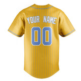 Custom Yellow & Light Blue Light Blue Pinstripe Fan Baseball Jersey BB01240531CK577