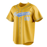 Custom Yellow & Light Blue Light Blue Pinstripe Fan Baseball Jersey BB01240531CK577