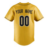 Custom Yellow & Black Black Pinstripe Fan Baseball Jersey BB01240531CK578