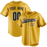 Custom Yellow & Black Black Pinstripe Fan Baseball Jersey BB01240531CK578