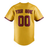 Custom Yellow & Crimson Black Pinstripe Fan Baseball Jersey BB01240531CK579