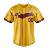 Custom Yellow & Crimson Black Pinstripe Fan Baseball Jersey BB01240531CK579