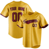 Custom Yellow & Crimson Black Pinstripe Fan Baseball Jersey BB01240531CK579