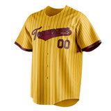 Custom Yellow & Crimson Black Pinstripe Fan Baseball Jersey BB01240531CK579