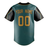 Custom Midnight Green & Olg Gold 3 Colors Arm Shapes Fan Baseball Jersey BB01240531JZ441