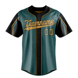 Custom Midnight Green & Olg Gold 3 Colors Arm Shapes Fan Baseball Jersey BB01240531JZ441