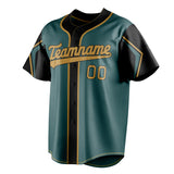 Custom Midnight Green & Olg Gold 3 Colors Arm Shapes Fan Baseball Jersey BB01240531JZ441