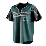 Custom Midnight Green & Gray 3 Colors Arm Shapes Fan Baseball Jersey BB01240531JZ442