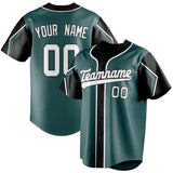 Custom Midnight Green & White 3 Colors Arm Shapes Fan Baseball Jersey