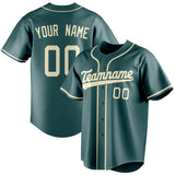 Custom Midnight Green & Cream Color Fan Baseball Jersey