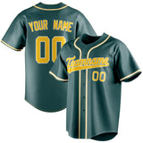 Custom Midnight Green & Gold Color Fan Baseball Jersey