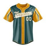 Custom Midnight Green & Yellow 3 Colors Arm Shapes Fan Baseball Jersey BB01240531JZ455