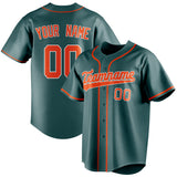 Custom Midnight Green & Orange Color Fan Baseball Jersey