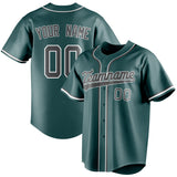 Custom Midnight Green & Gray Color Fan Baseball Jersey